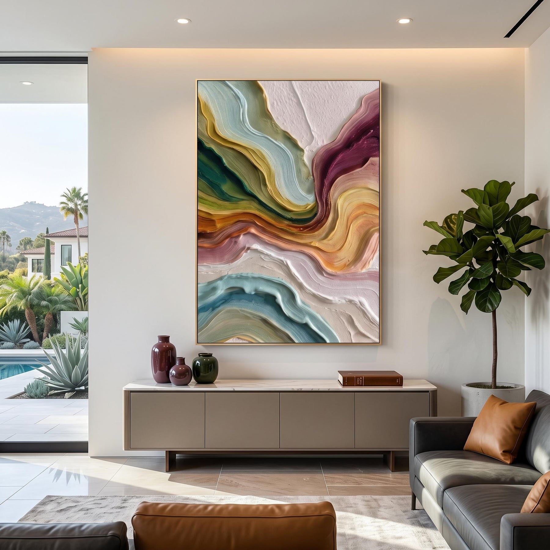 Multicolor Layer Flow Abstract Wall Painting – 4