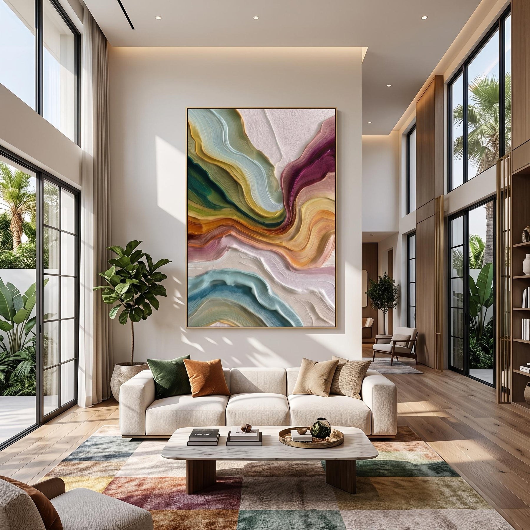 Multicolor Layer Flow Abstract Wall Painting – 5