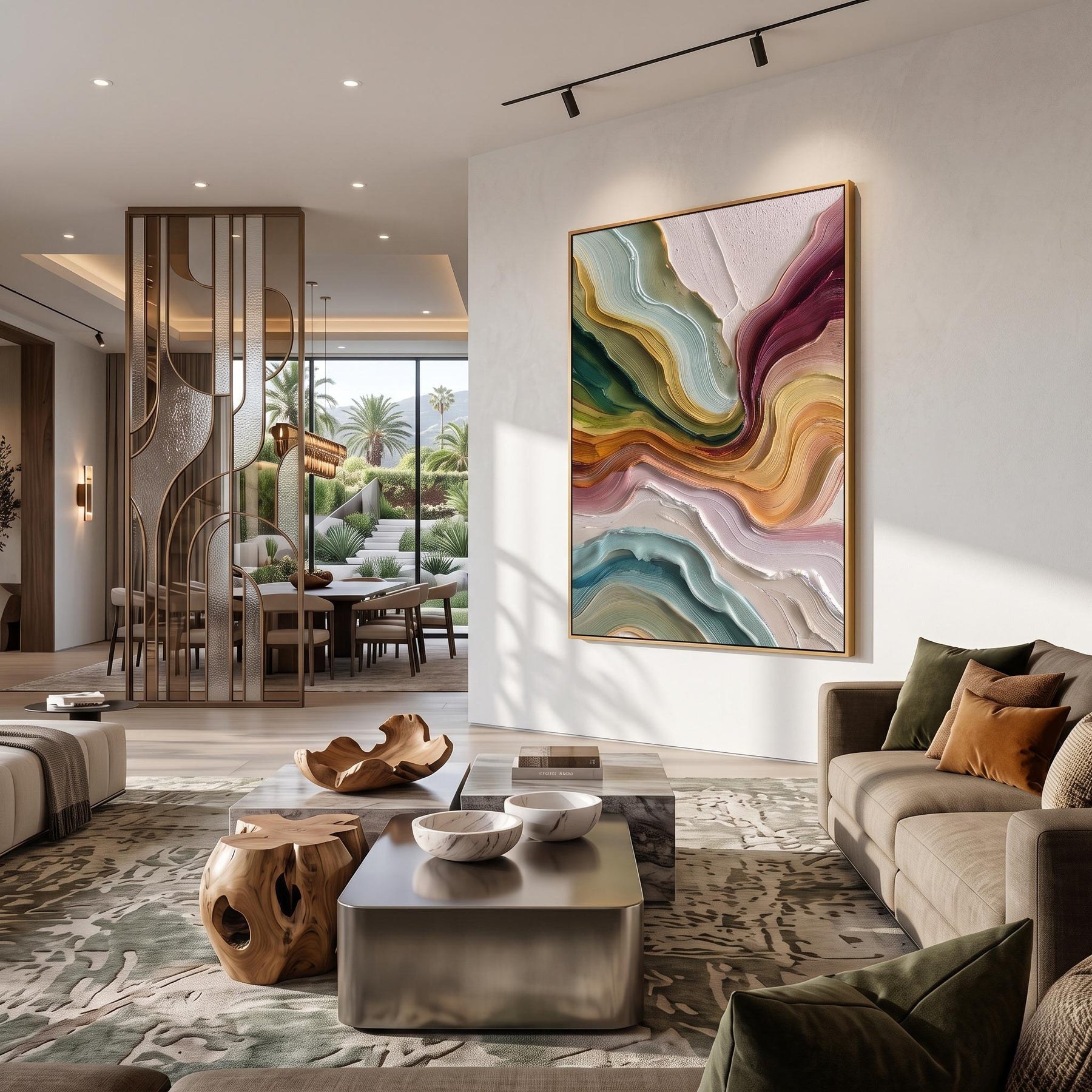 Multicolor Layer Flow Abstract Wall Painting – 6