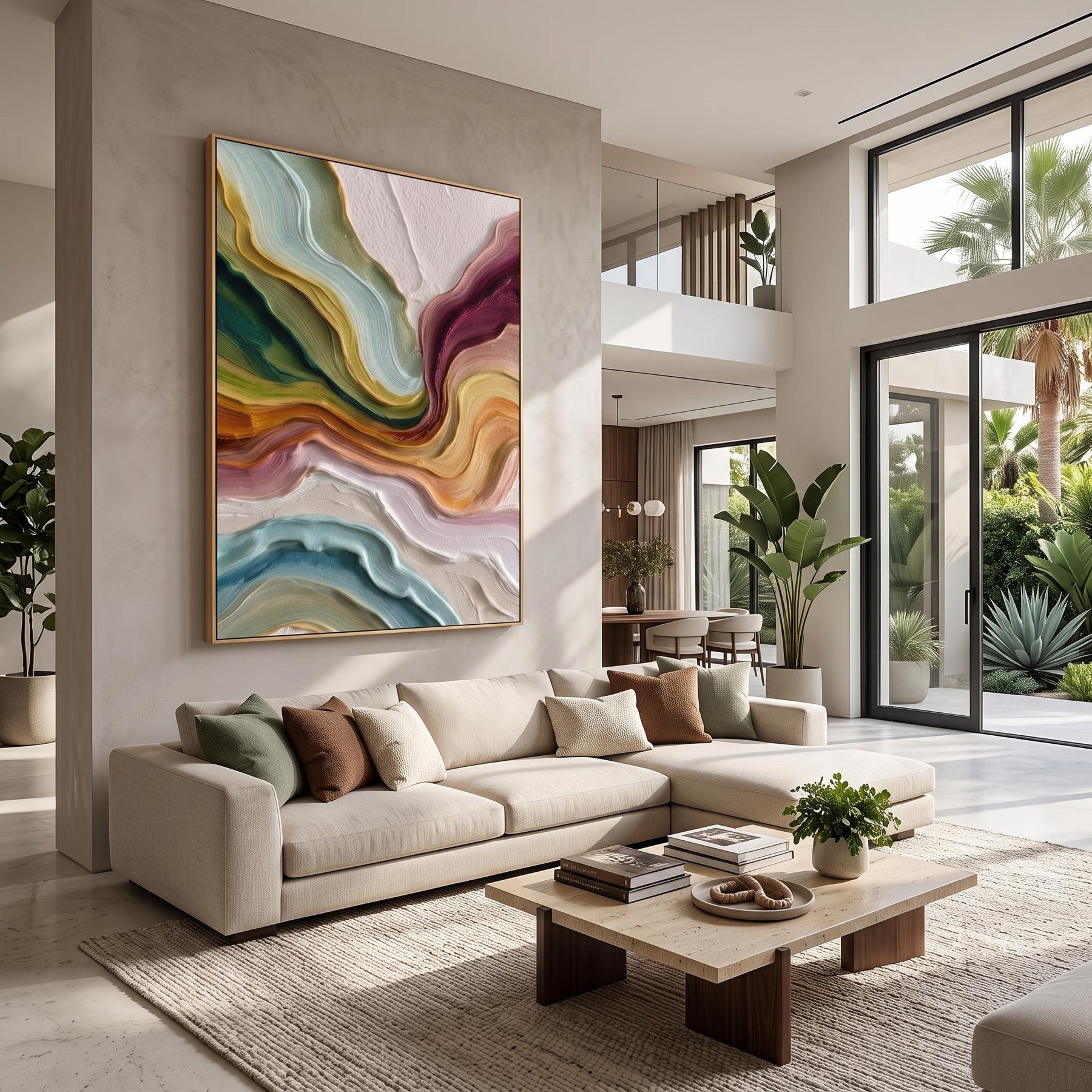 Multicolor Layer Flow Abstract Wall Painting – 7