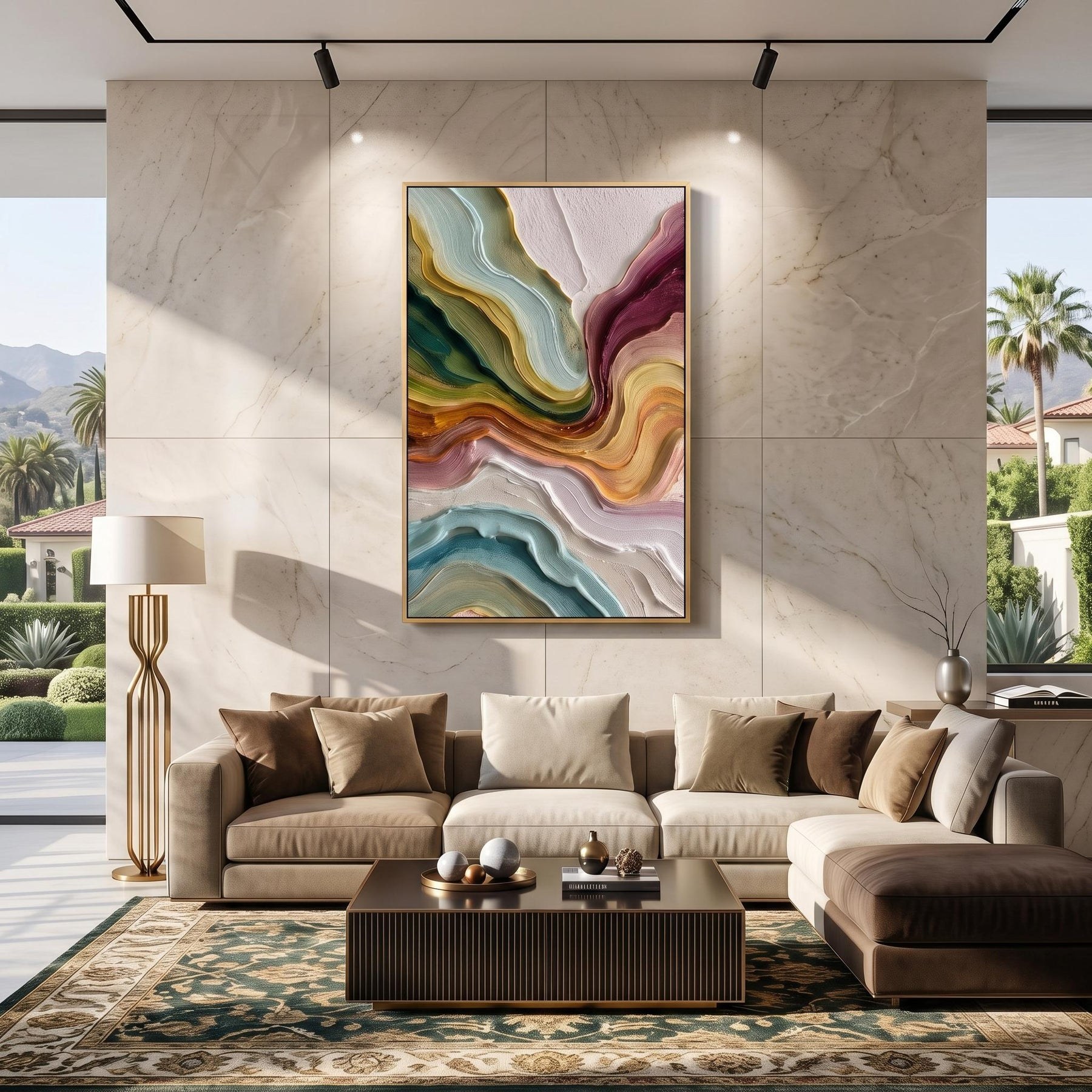 Multicolor Layer Flow Abstract Wall Painting – 8