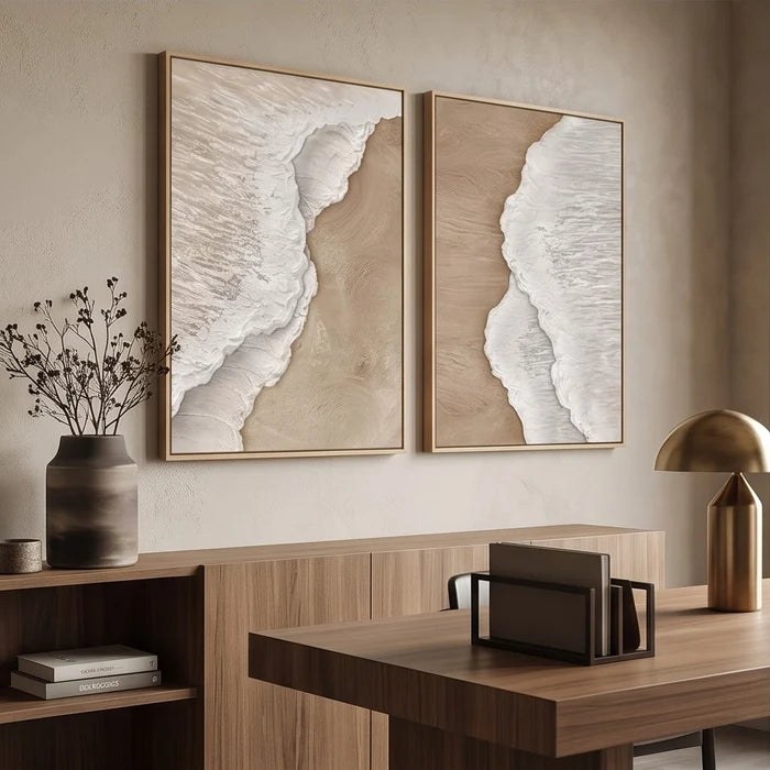 Neutral Textured Coastal Wall Art Ser – 3