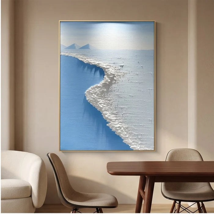 Textured Blue Coastal Landscape Wall Art – 2