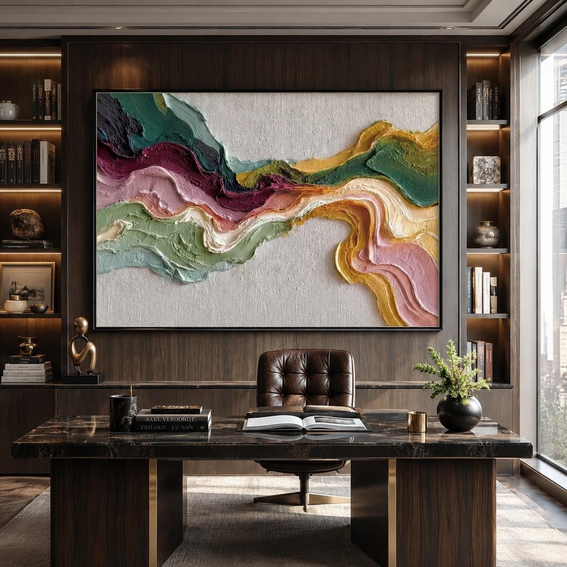 Textured Earth Tone Wave Wall Art – 3