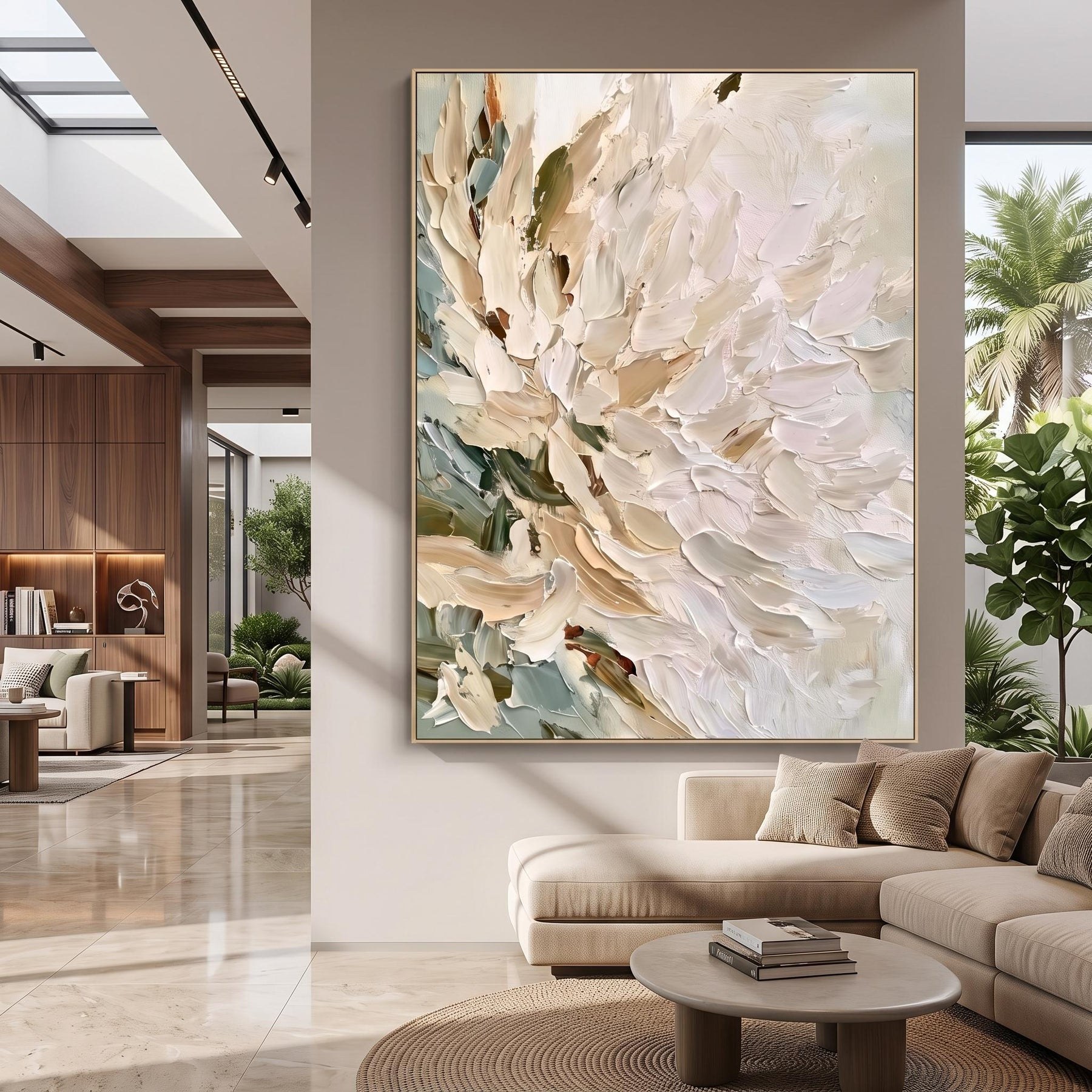 Vertical Impasto White Flower Wall Art – 4