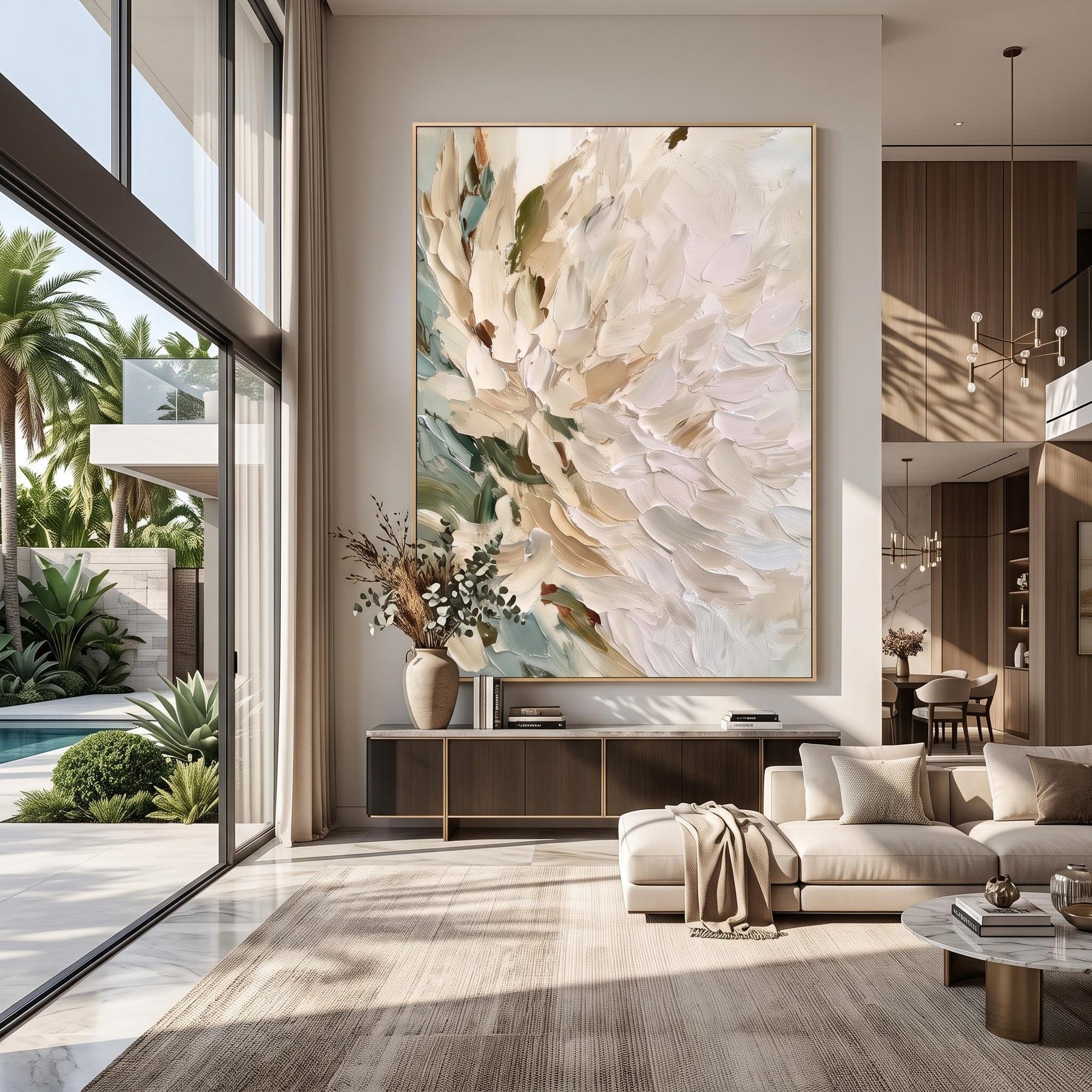 Vertical Impasto White Flower Wall Art – 6