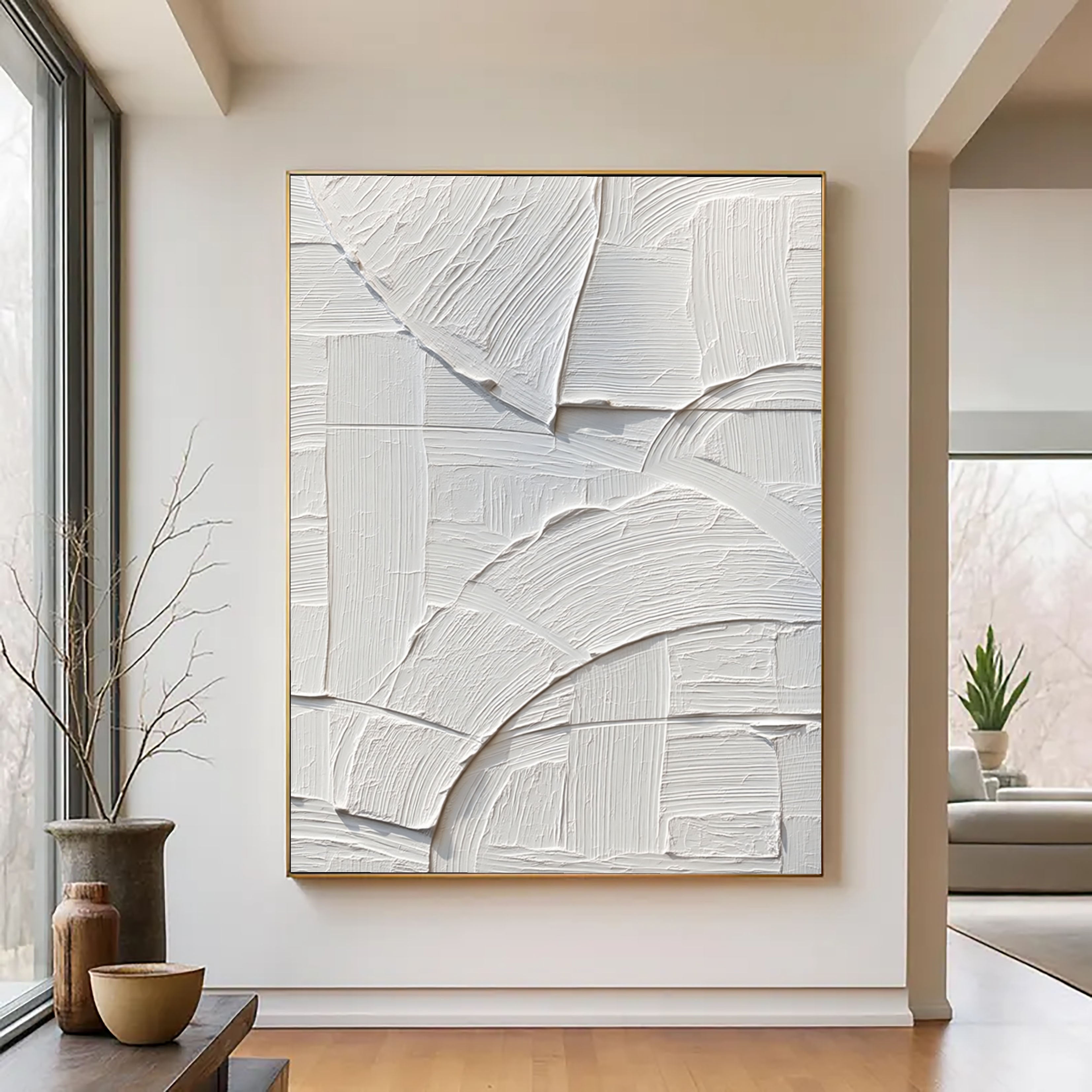 White Geometric Relief