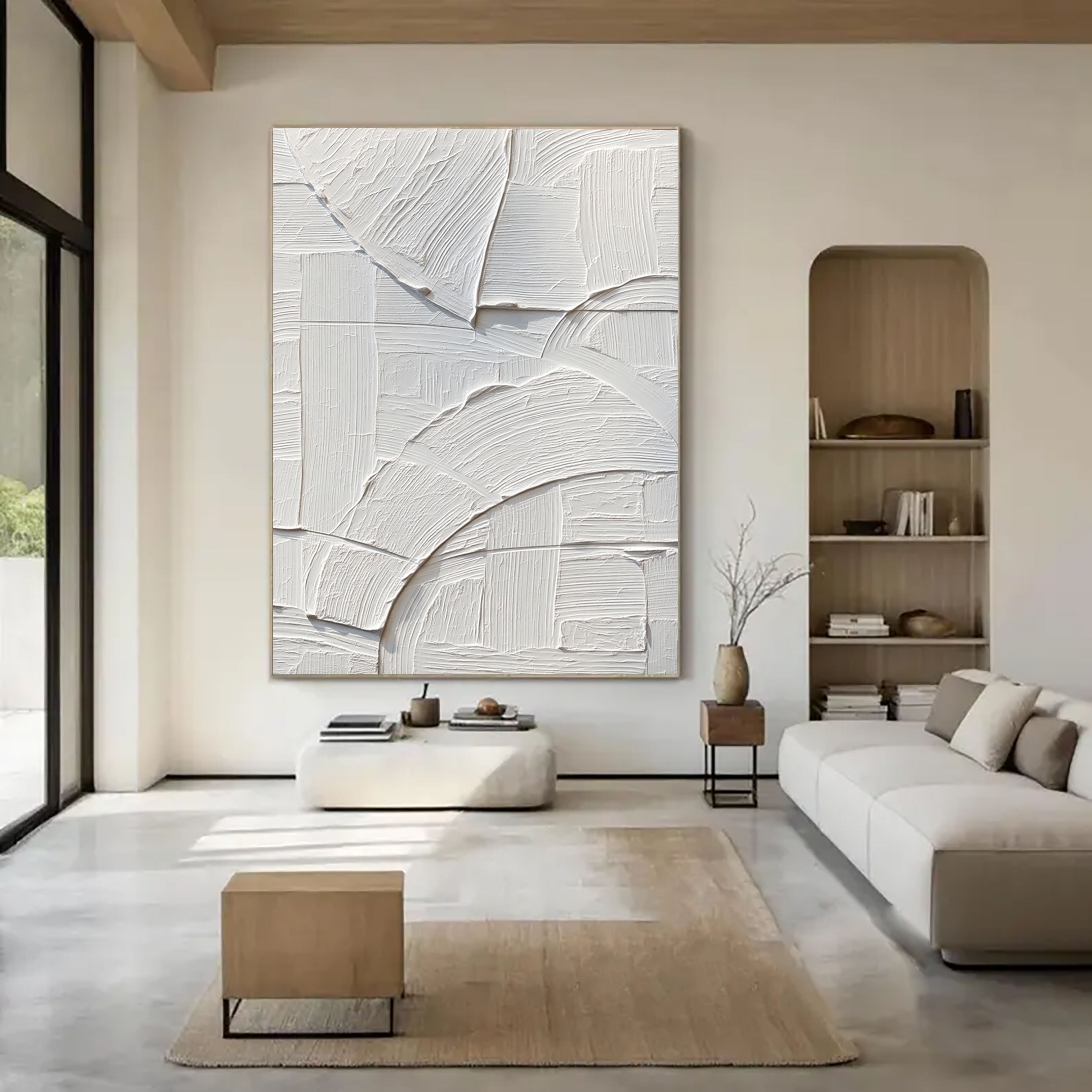 White Geometric Relief – 2