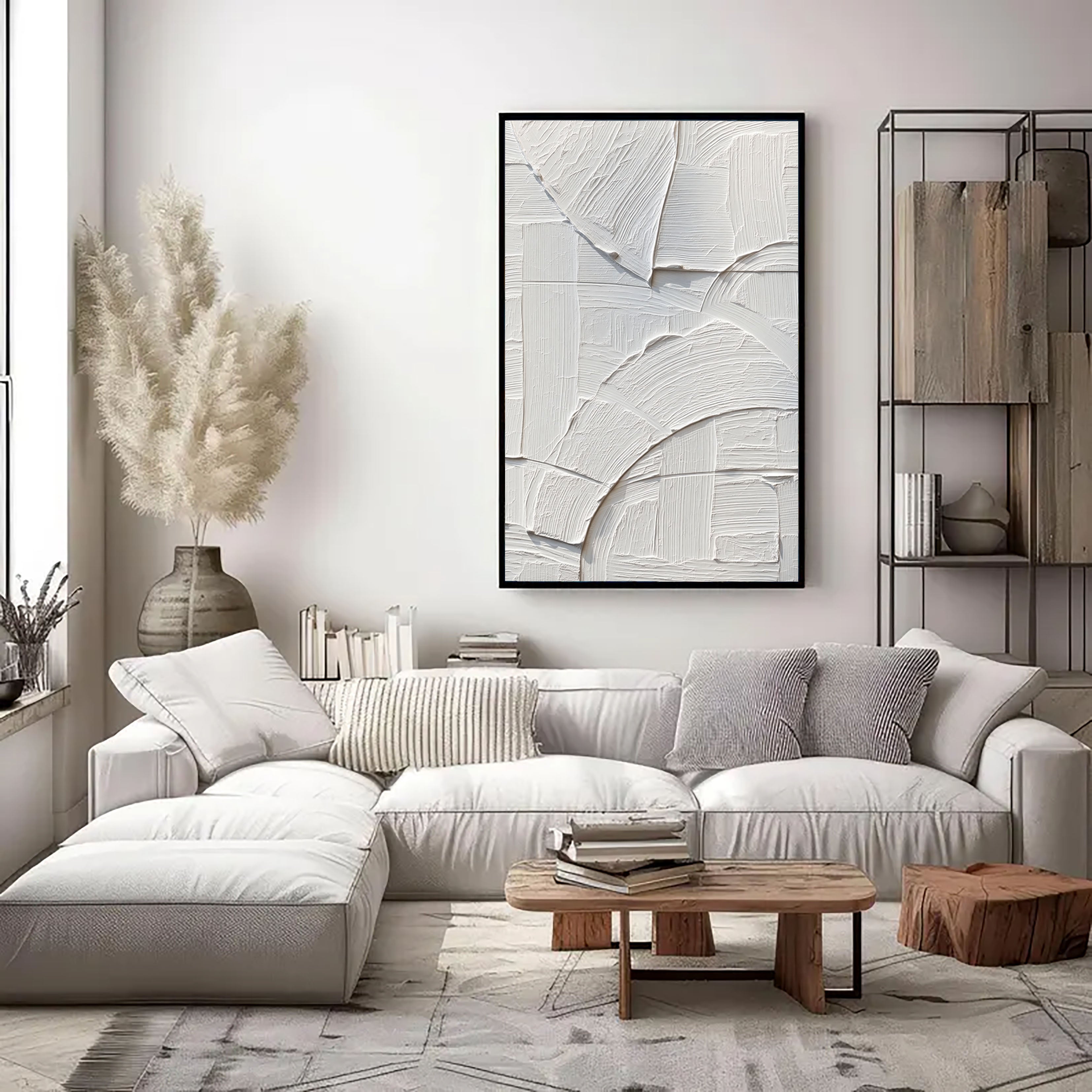 White Geometric Relief – 3