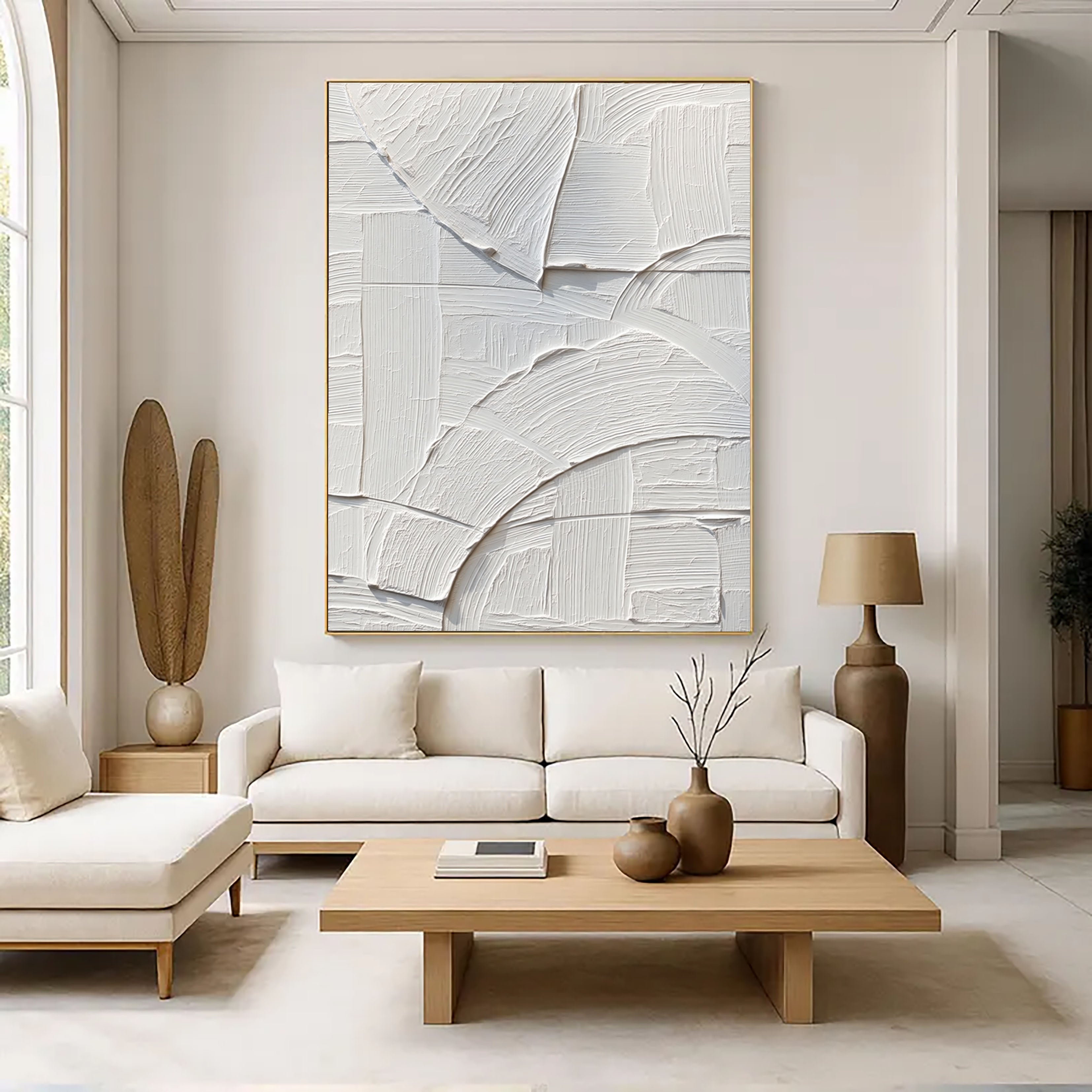 White Geometric Relief – 4
