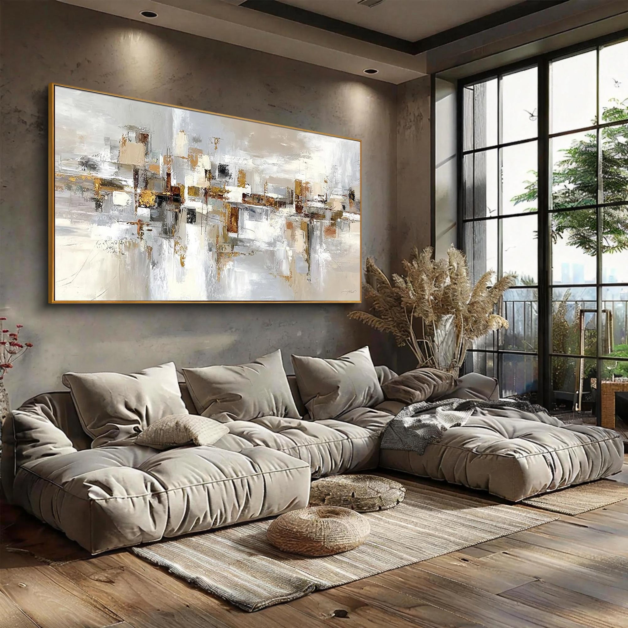 SHIFTED PLANES- Panoramic Neutral Tone Abstract Art