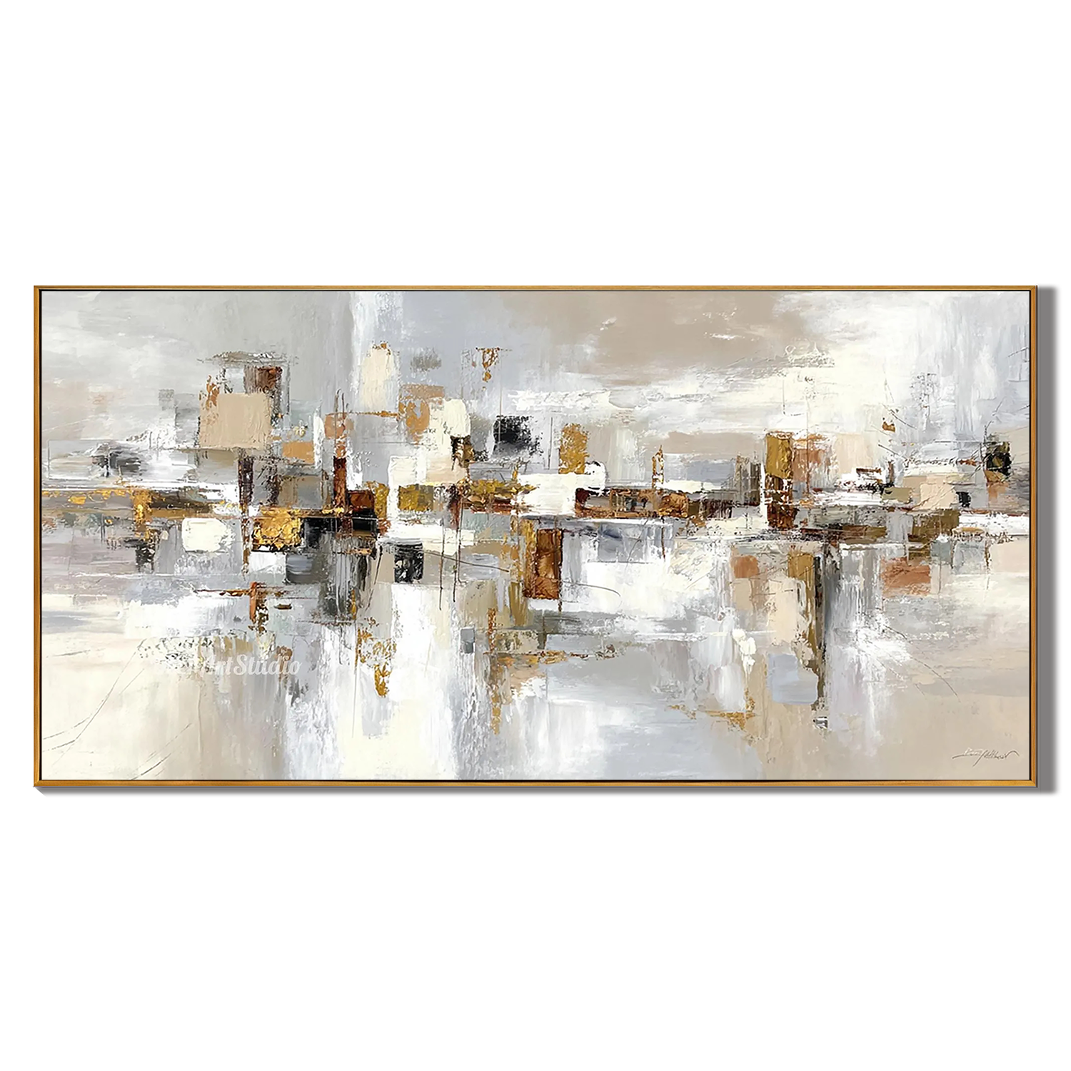 SHIFTED PLANES- Panoramic Neutral Tone Abstract Art – 2