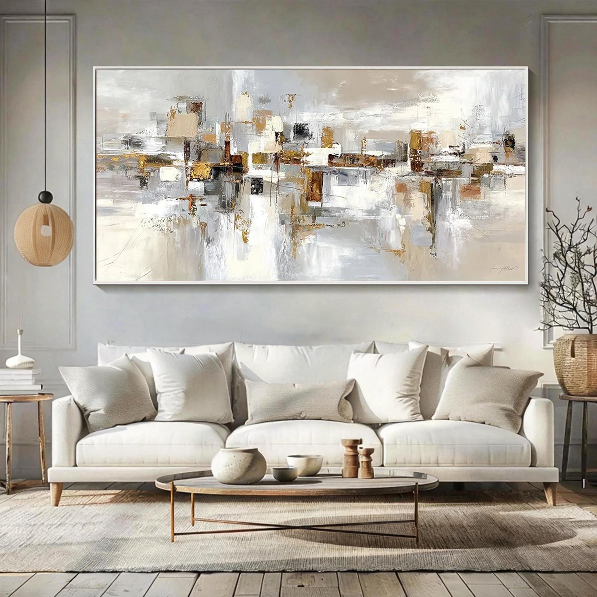 SHIFTED PLANES- Panoramic Neutral Tone Abstract Art – 6