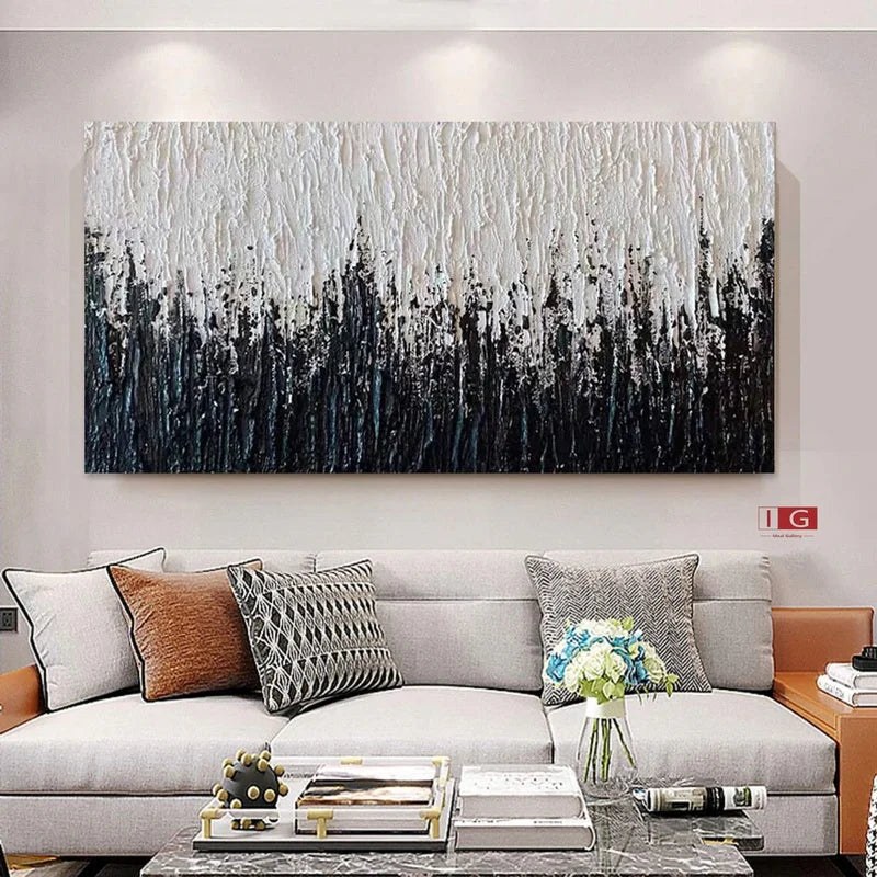Black and White Abstract Textured Wall Art