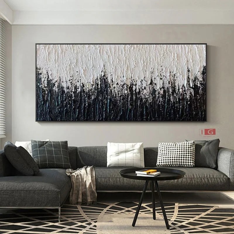Black and White Abstract Textured Wall Art – 3