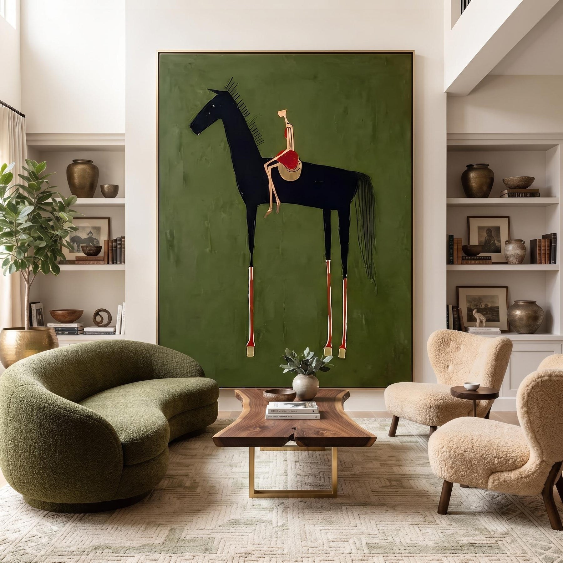 Black Horse & Rider Wall Art