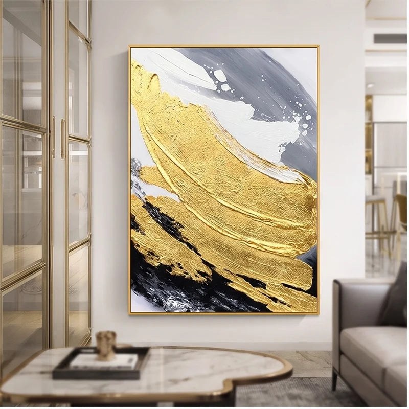 Black White & Gold Abstract Wall