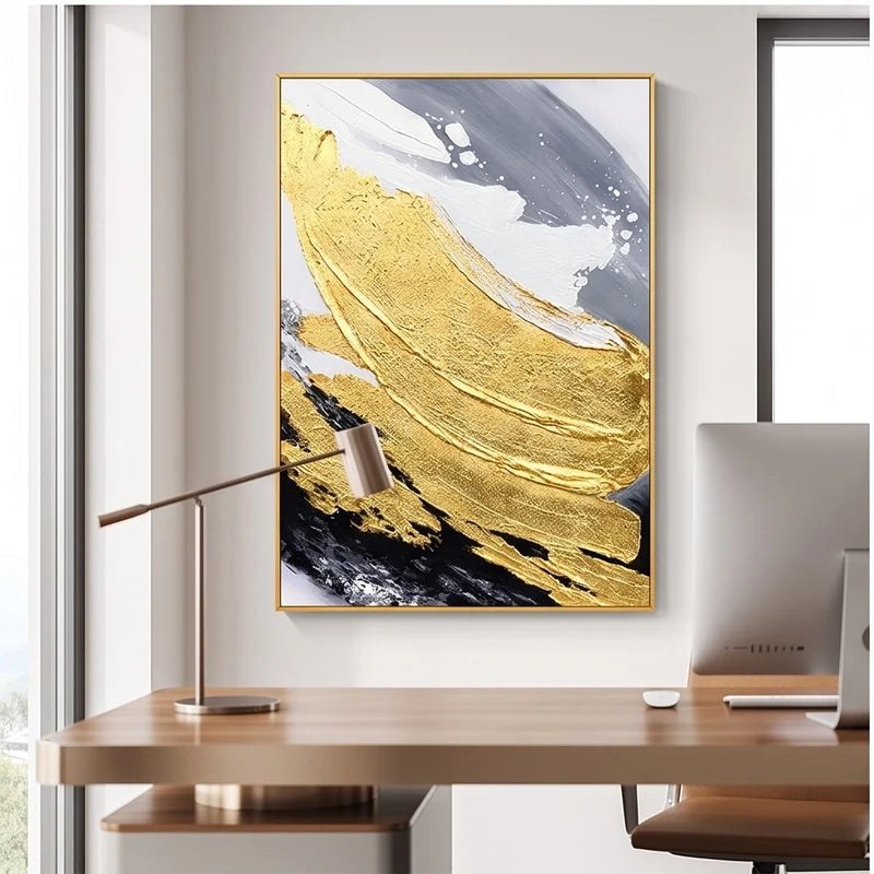 Black White & Gold Abstract Wall – 2