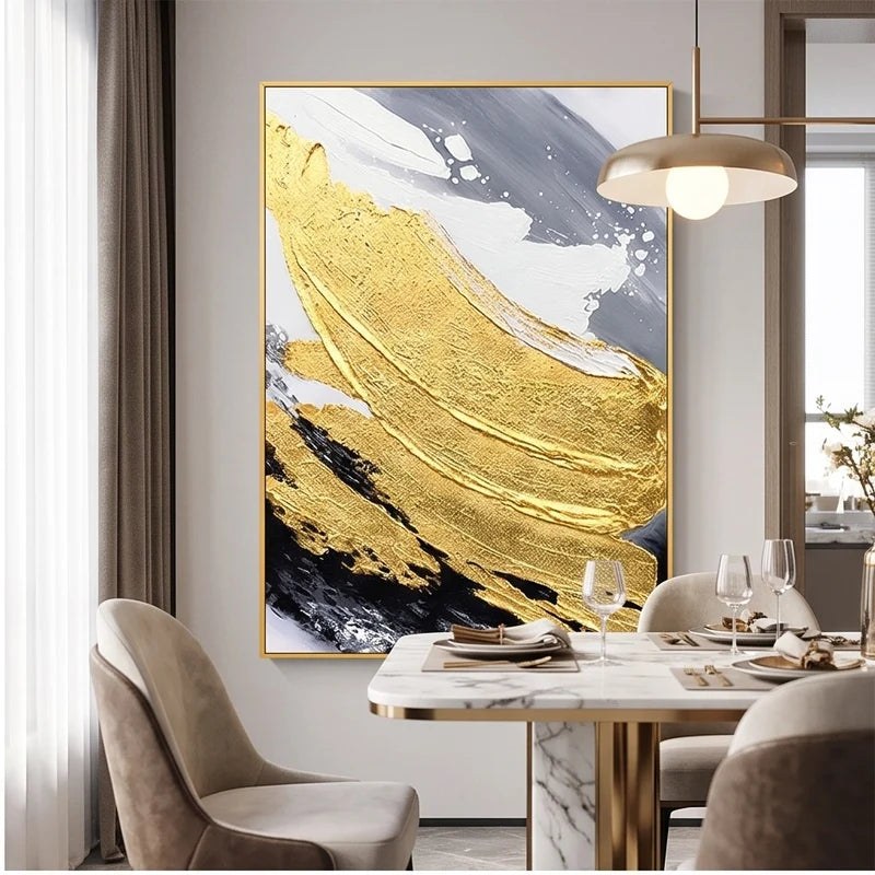 Black White & Gold Abstract Wall – 3