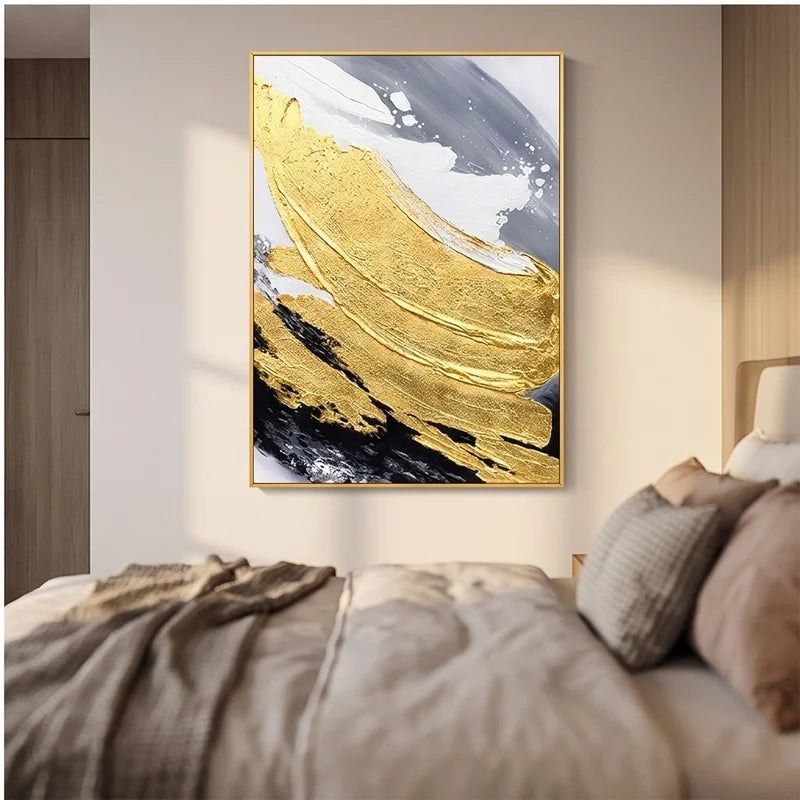 Black White & Gold Abstract Wall – 4