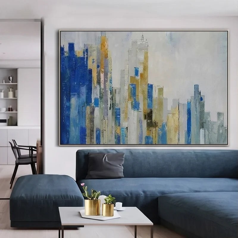 Blue Abstract Cityscape Wall Art