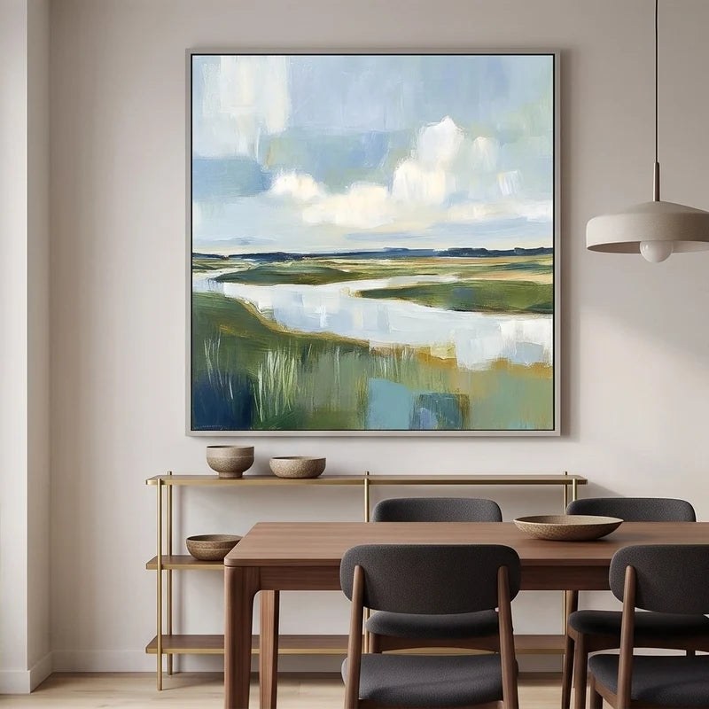 Blue Green Abstract Landscape Wall Art – 2