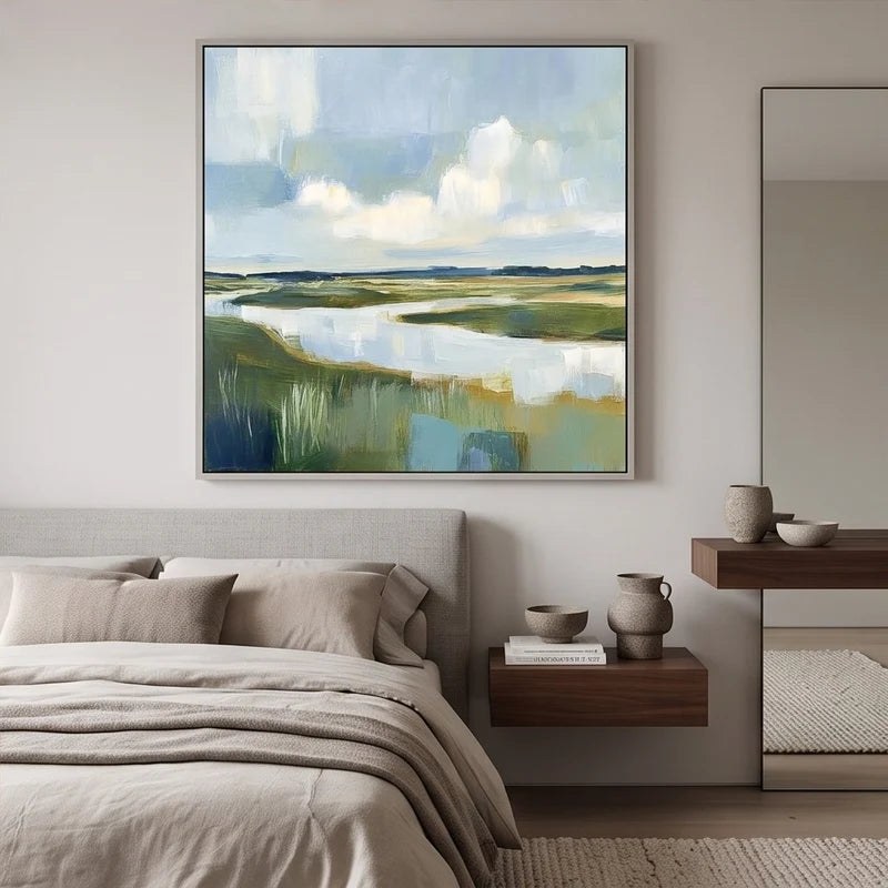 Blue Green Abstract Landscape Wall Art – 3