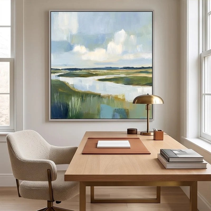 Blue Green Abstract Landscape Wall Art – 4