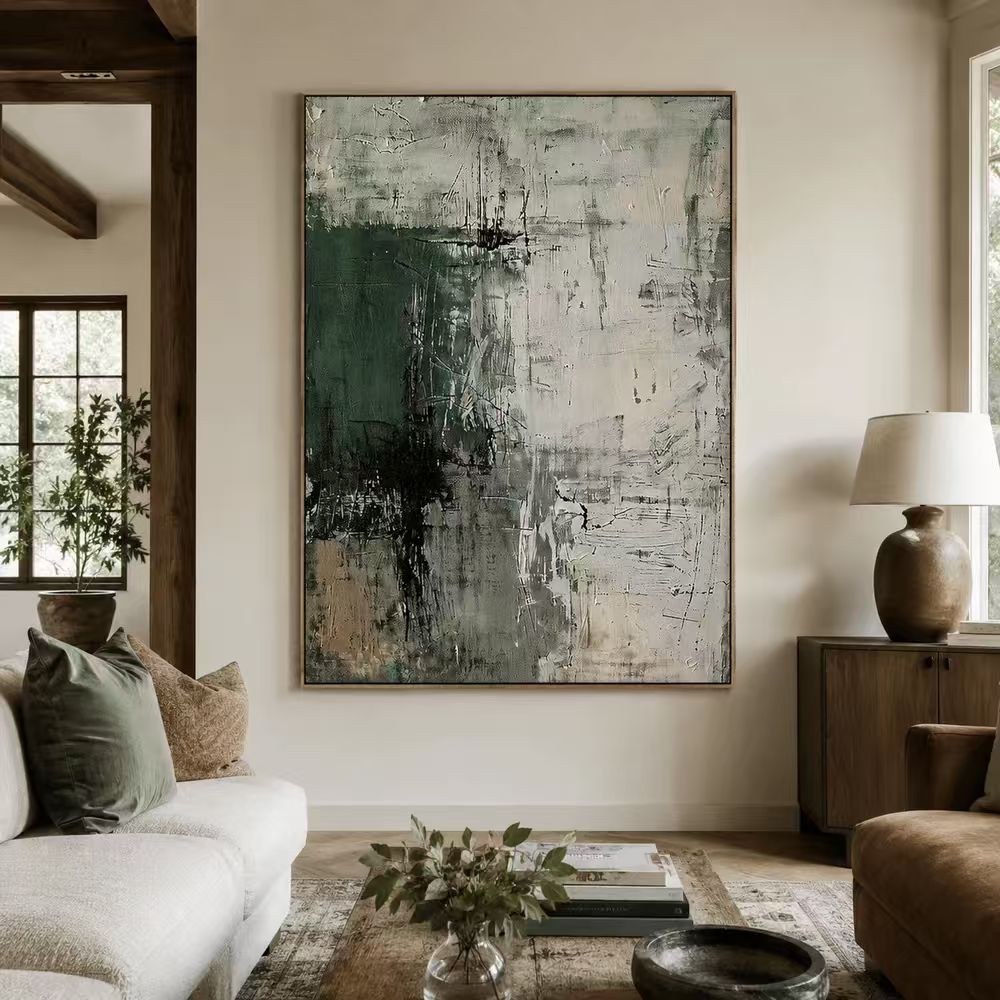 Dark Green Mottled Texture Wall Art