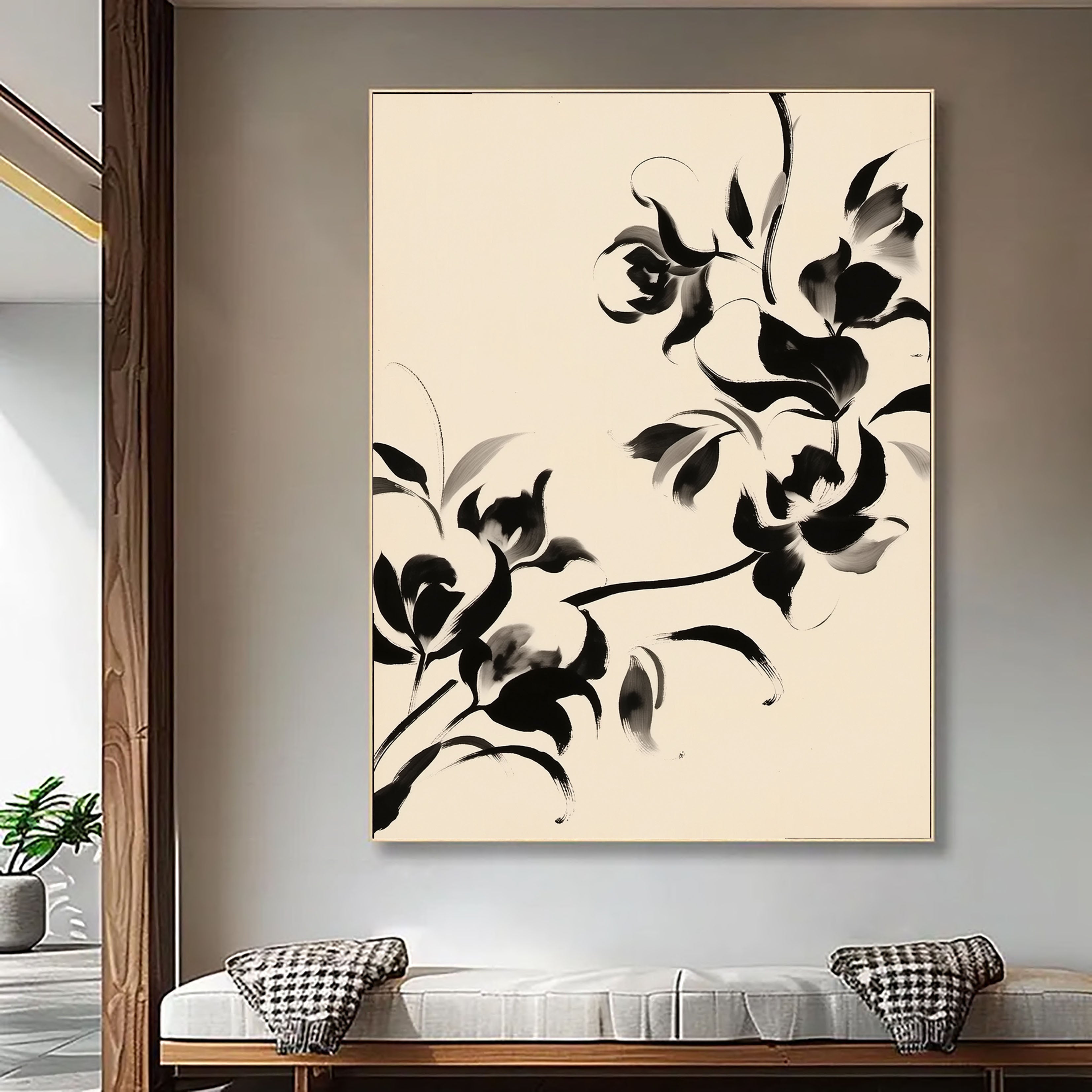 Elegant Ink Blossoms
