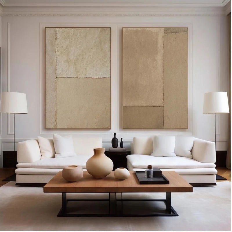 Neutral Geometric Abstract Wall Art Set