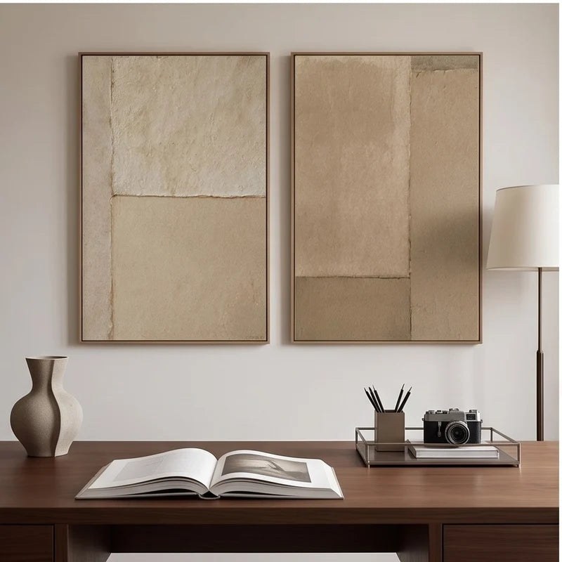 Neutral Geometric Abstract Wall Art Set – 2