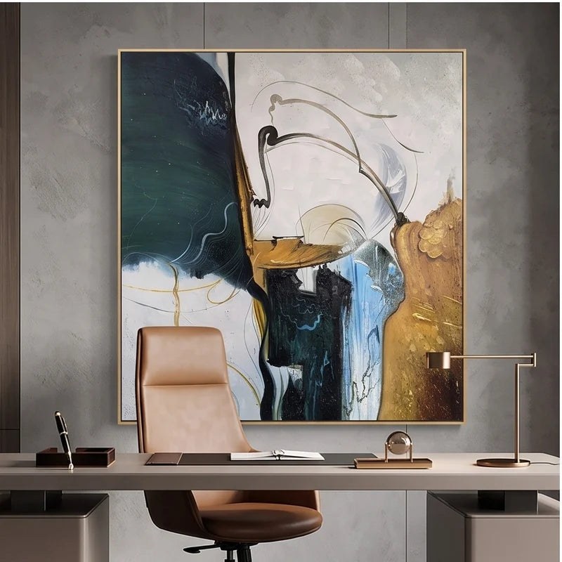 Teal & Gold Abstract Wall Art – 2