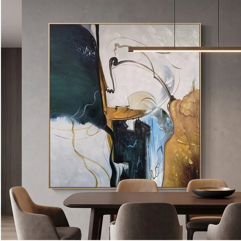 Teal & Gold Abstract Wall Art – 3