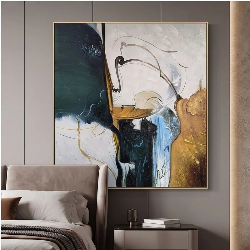Teal & Gold Abstract Wall Art – 4
