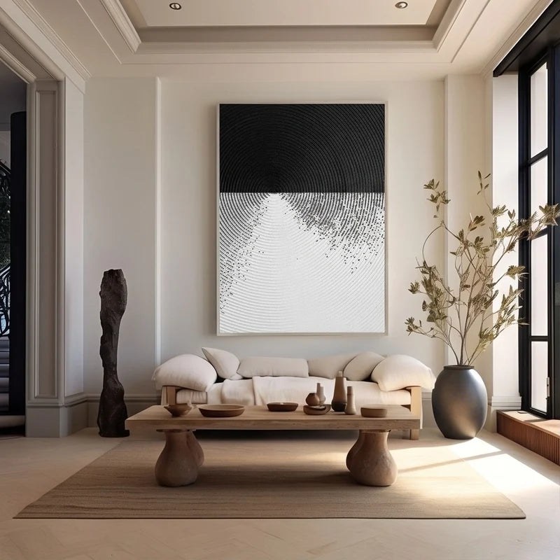 Textured Black & White Abstract Wall Art