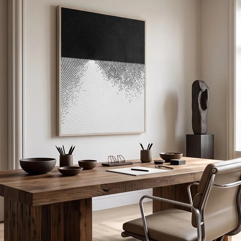 Textured Black & White Abstract Wall Art – 3