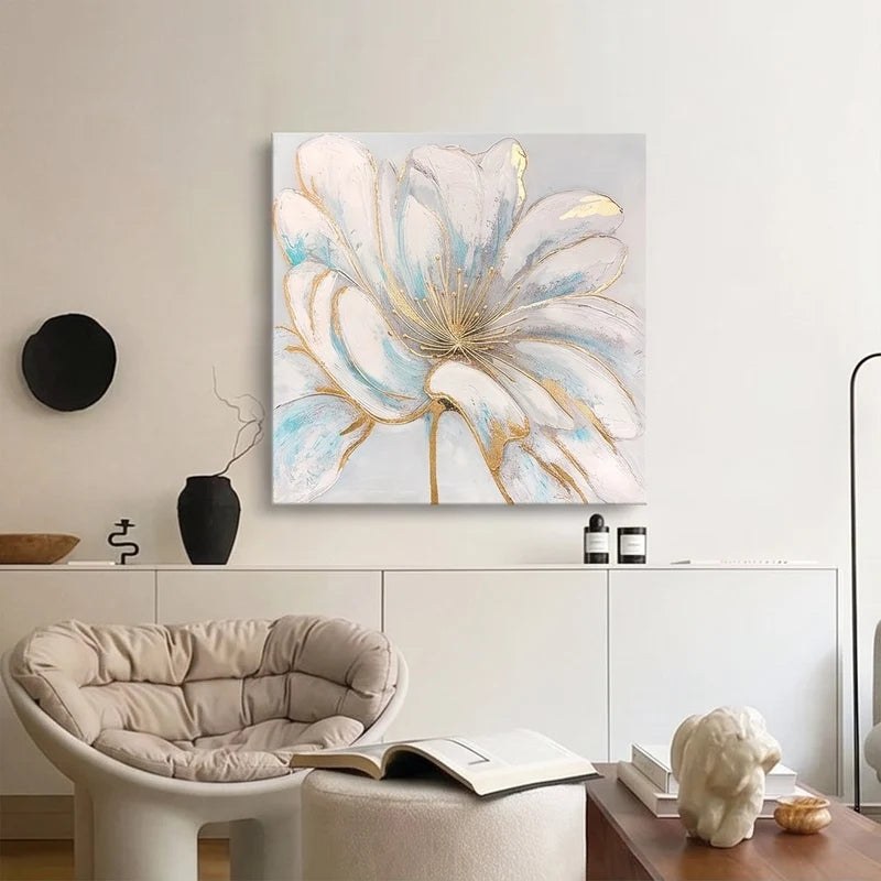 White Blue Floral Wall Art – 2