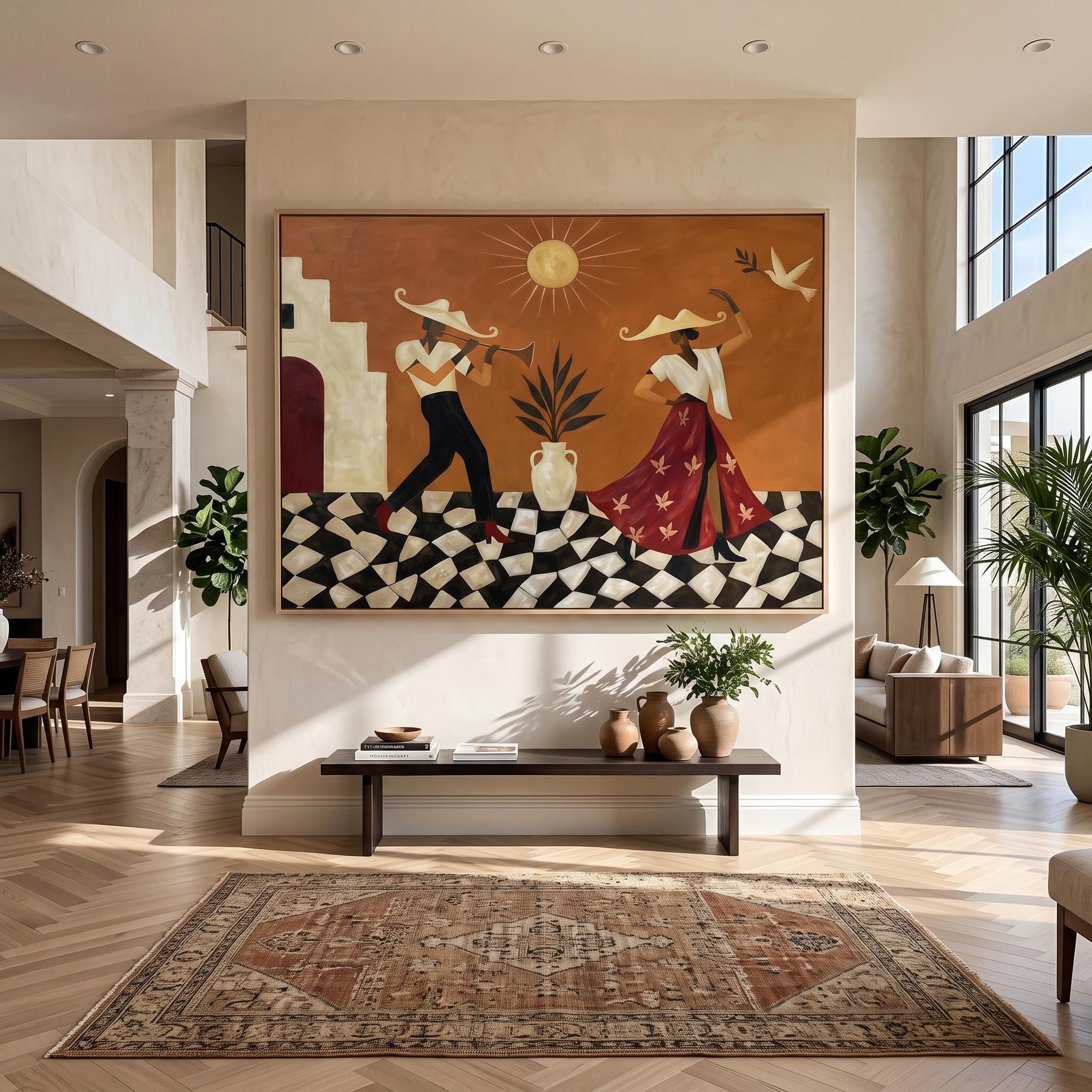 Boho Jazz Trumpeter & Dancer Wall Art – 3