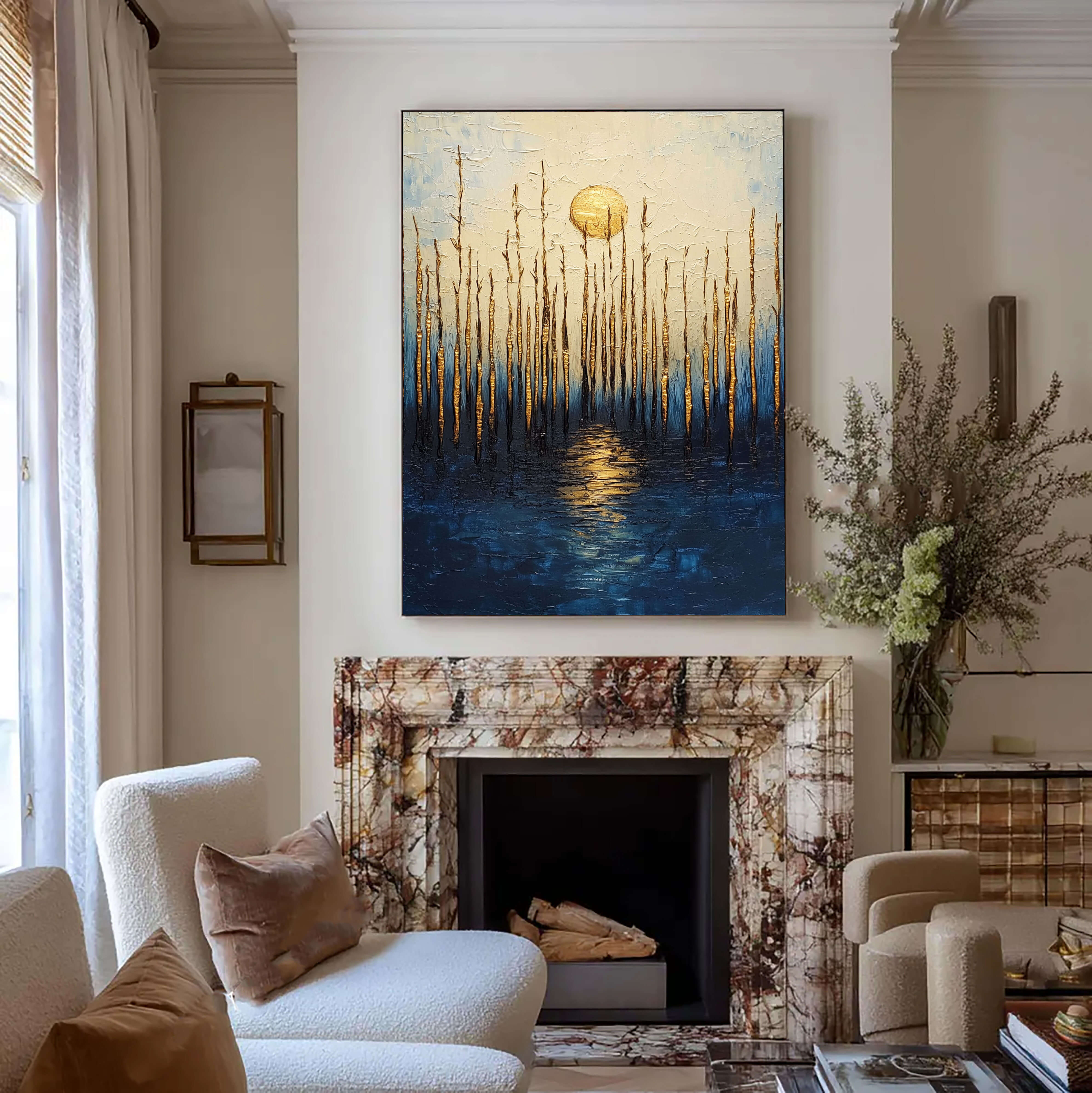 Gilded Moonlit Reed Reflection – 2
