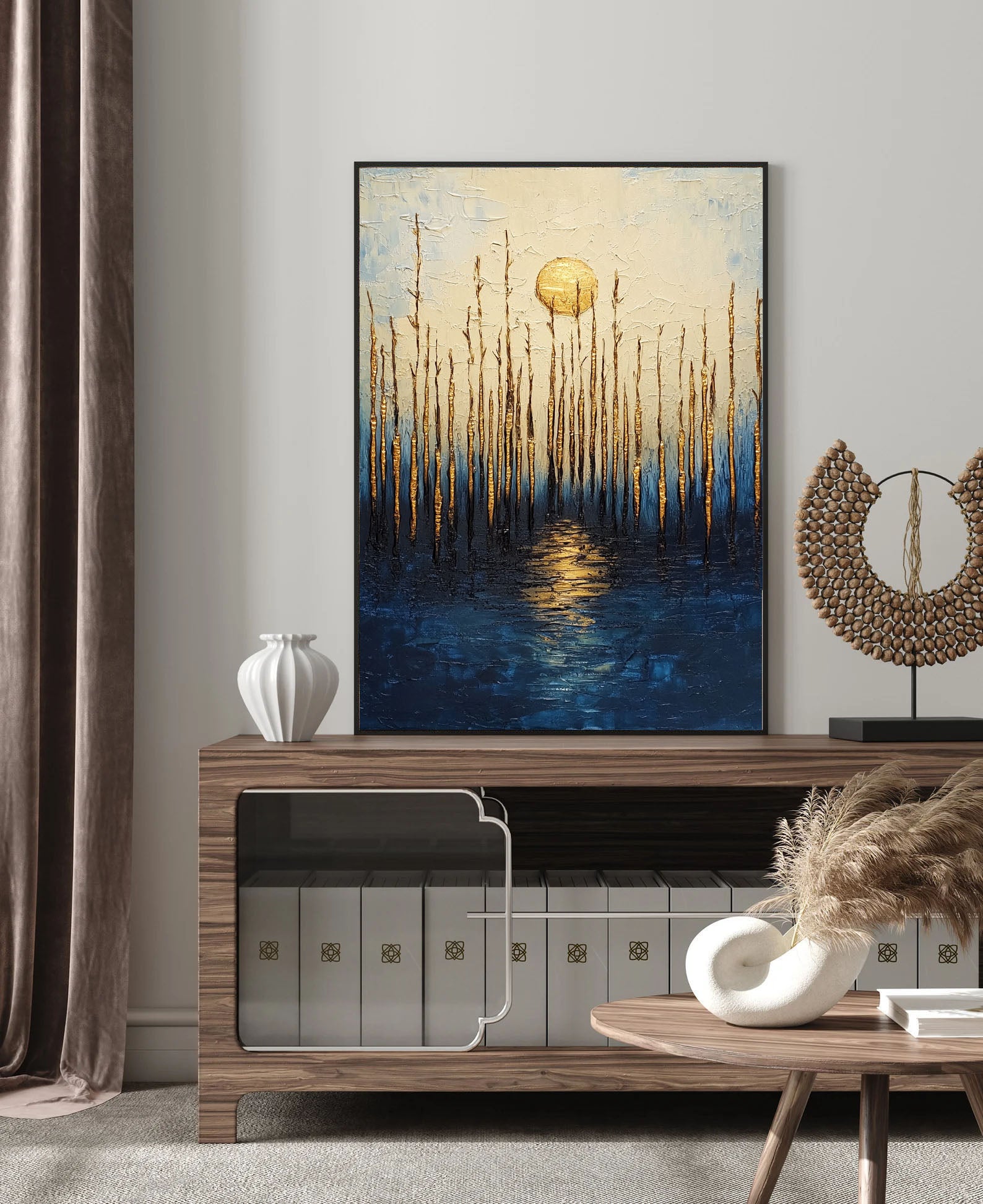 Gilded Moonlit Reed Reflection – 4