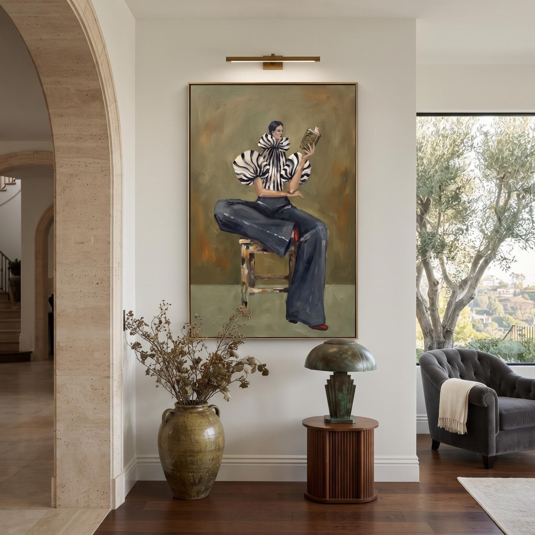 Lady Reading Book Contemporary Luxe Wall Art