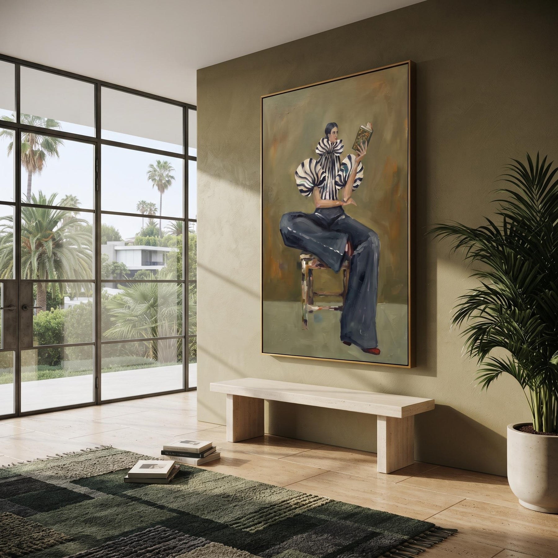 Lady Reading Book Contemporary Luxe Wall Art – 2