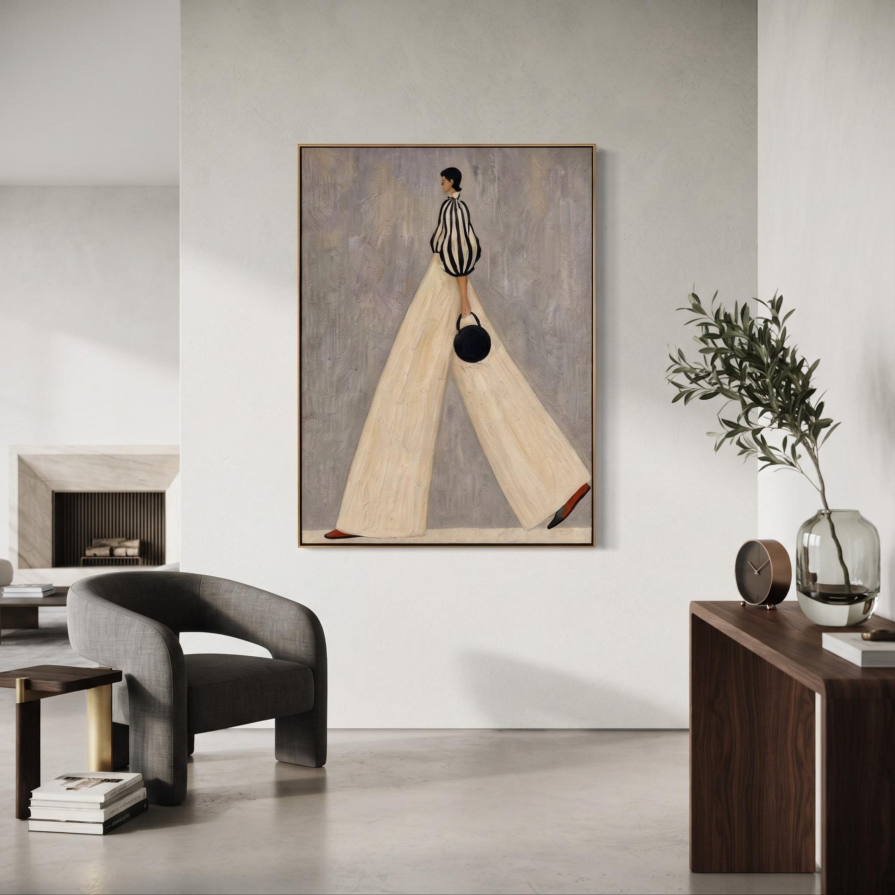Stylish Lady with Handbag Contemporary Luxe Wall Art – 3