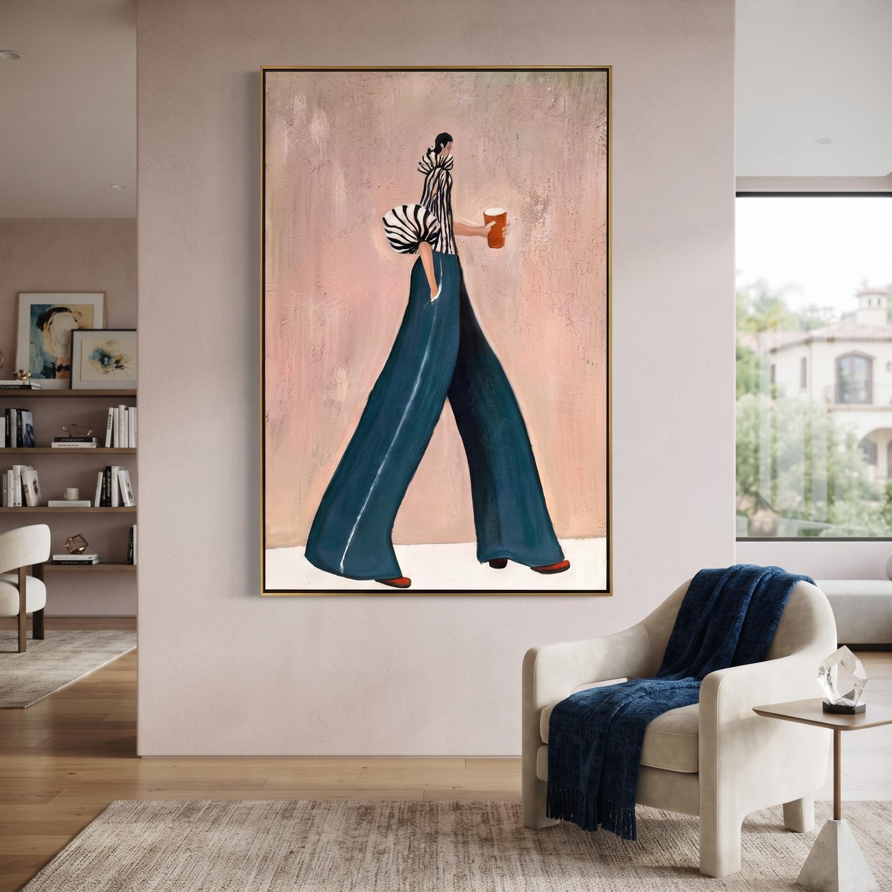 Stylish Walking Lady Contemporary Luxe Wall Art