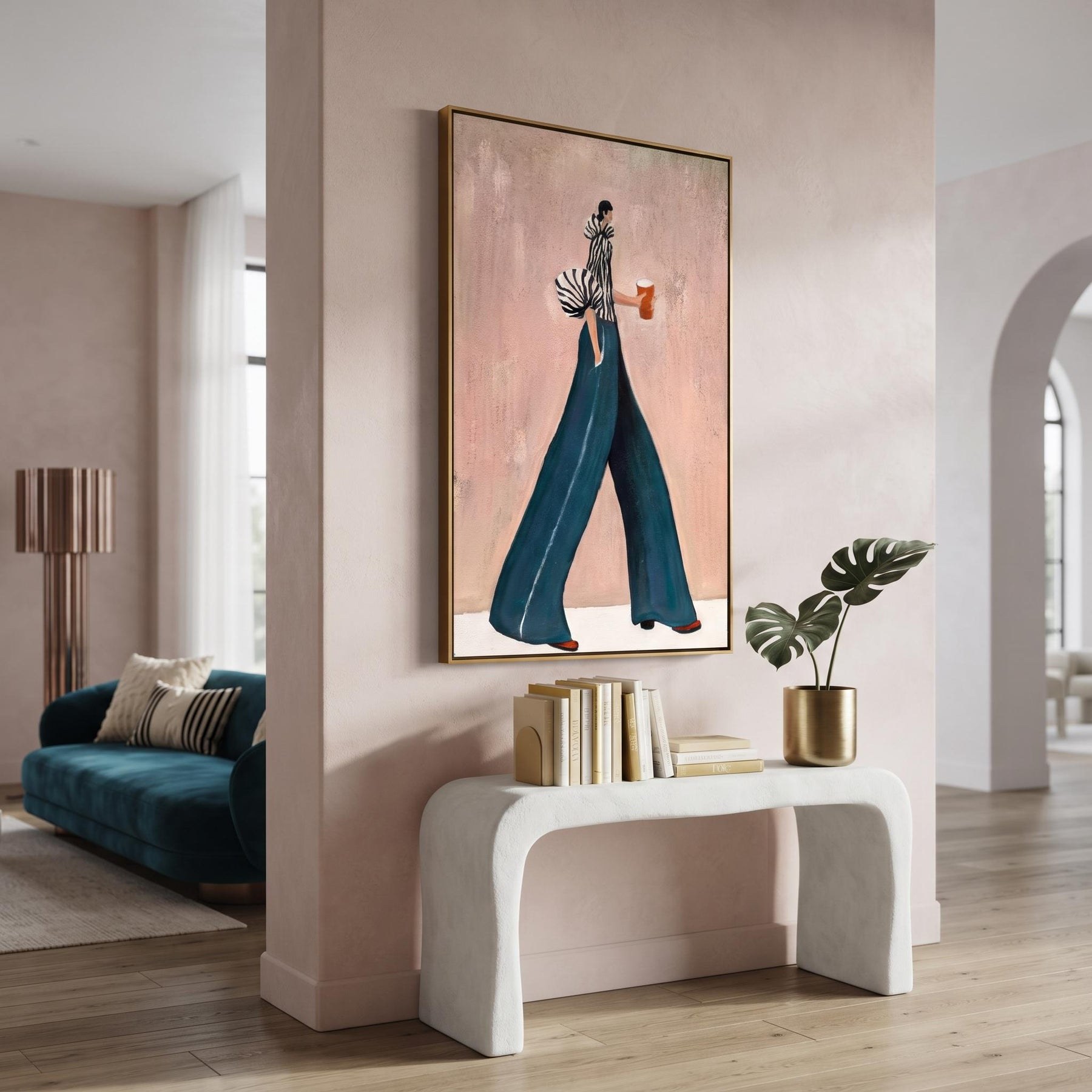 Stylish Walking Lady Contemporary Luxe Wall Art – 2