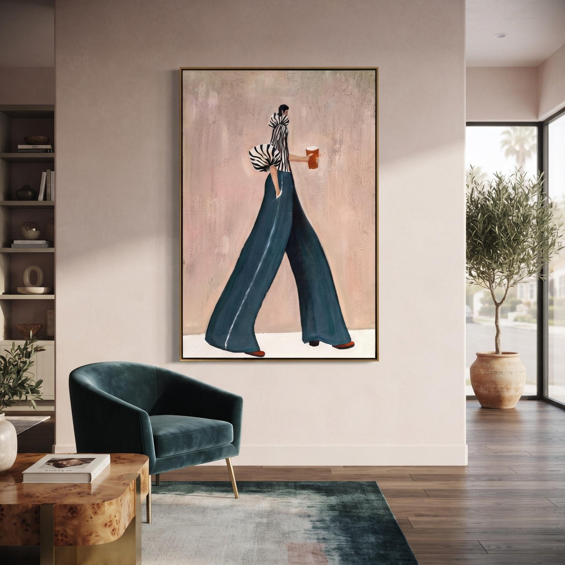 Stylish Walking Lady Contemporary Luxe Wall Art – 3