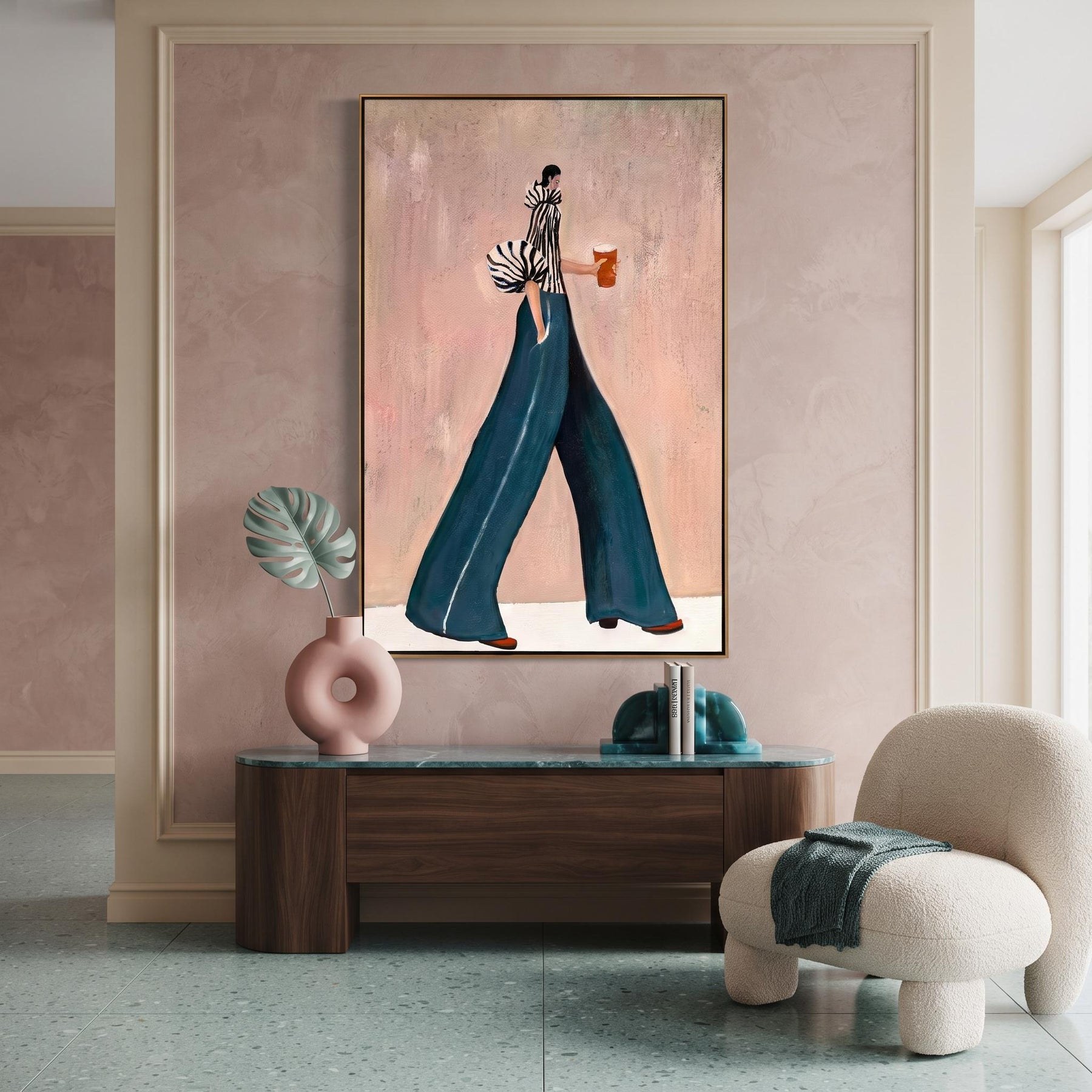 Stylish Walking Lady Contemporary Luxe Wall Art – 5
