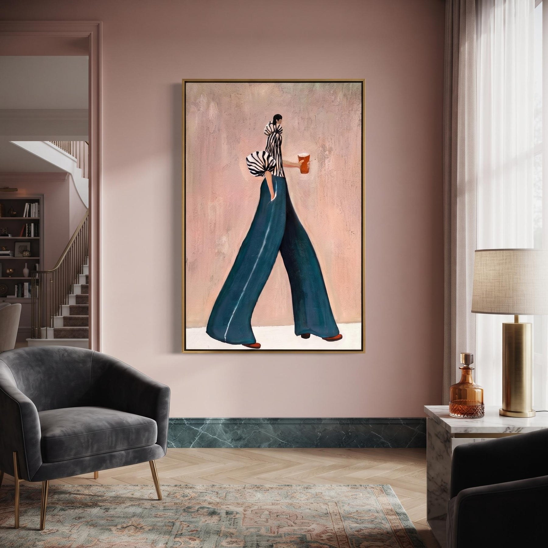 Stylish Walking Lady Contemporary Luxe Wall Art – 6