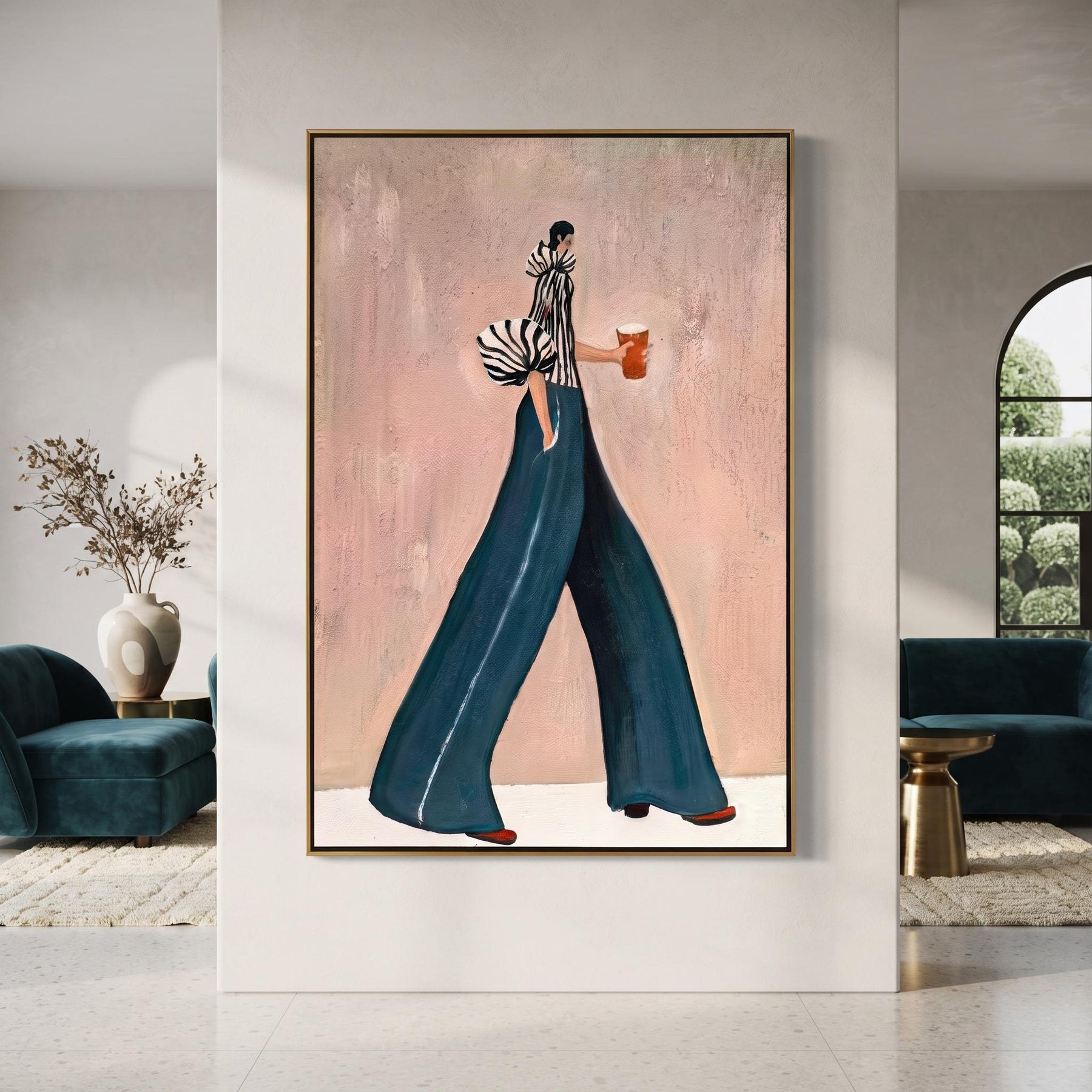 Stylish Walking Lady Contemporary Luxe Wall Art – 8